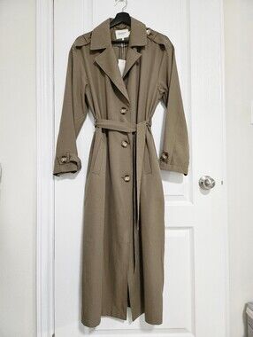 ONLY Womens Trench Coat - Taupe Belted Long Coat